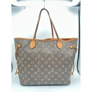 Louis Vuitton Neverfull MM Monogram Canvas Tote Bag Large Brown Shoulder Bag